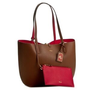 Lauren Ralph Lauren SAMPLE Development Elegant Brown and Red Tote Bag